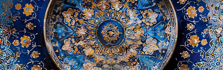 Ornate Islamic Ceramic Plate with Luxurious Detail