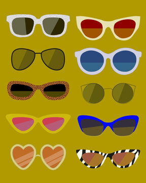 collection lunettes de soleil tendance mode styles diff&eacute;rents vecteur