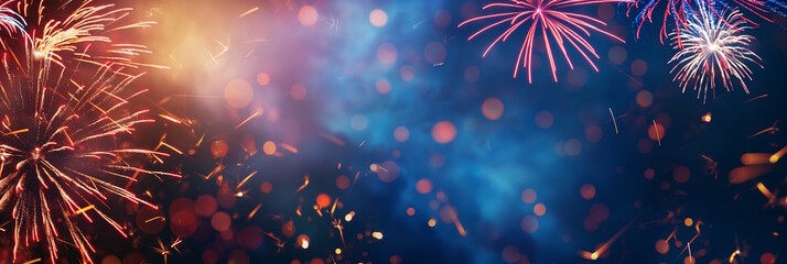 Colorful fireworks in the night sky, celebration and festivity concept, New Year's Eve