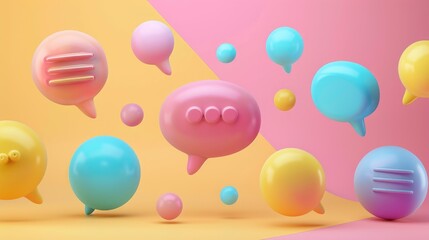 3D chat bubbles with different sizes and colors