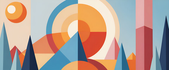 illustrazione con elementi geometrici a tema astratto contemporaneo