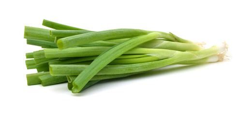 Chopped green onions on white