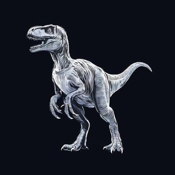 recommend clip art: Velociraptor Line Art on Black Background