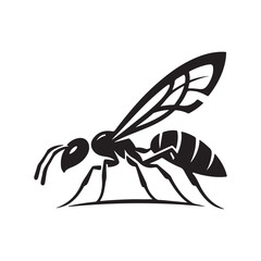 vector silhouette black ant on a white background