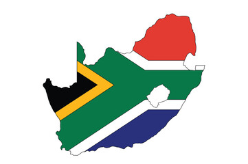 South Africa country map and flag, vector illustration. 
