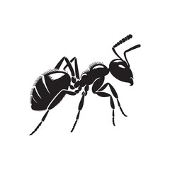 vector silhouette black ant on a white background