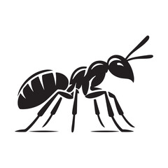 vector silhouette black ant on a white background