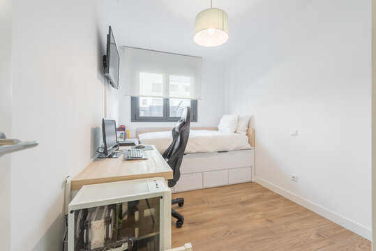 Modern minimalist home office and bedroom design