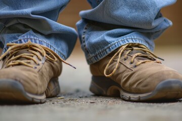 feet of person with obesity in trekking shoes - impact of being overweight on health and lifestyle of people