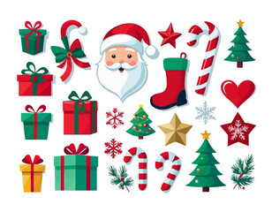 Christmas stickers and icons, vector, wektory, 