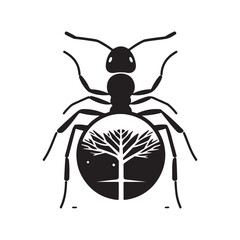 vector silhouette black ant on a white background