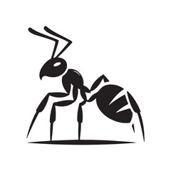vector silhouette black ant on a white background
