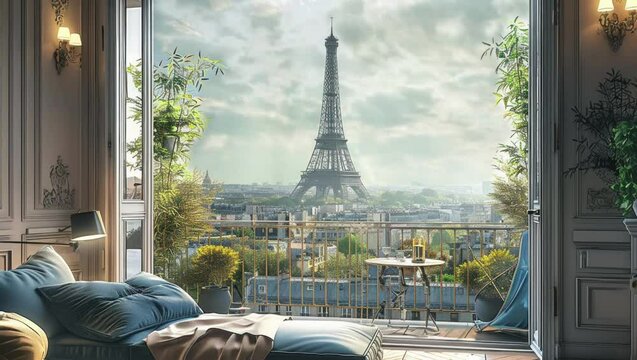 Eiffel tower with Paris citiscape, France