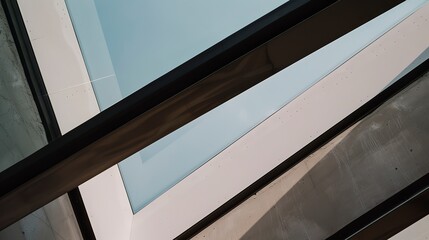 Fototapeta premium Close-up of a minimalist skylight, frameless glass, natural light, high detail, macro shot, contemporary roof design. 