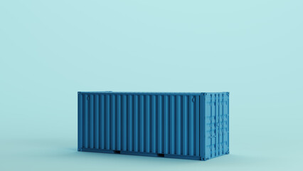 Blue cargo container industrial shipping trade business soft tones pale background quarter view 3d illustration render digital rendering