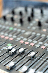 Closeup of a professional sound table