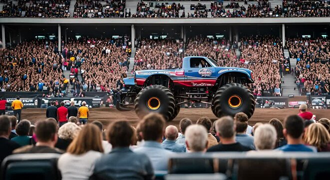 Audience watching a monster truck show.