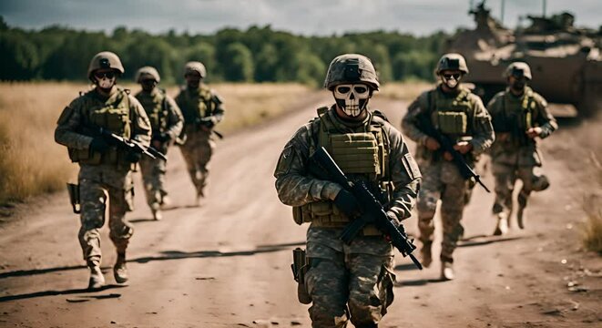 Army soldiers with ghost masks.