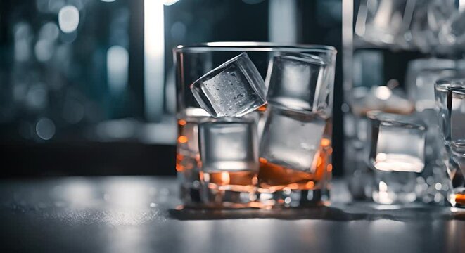 Ice cubes for the soft drink.