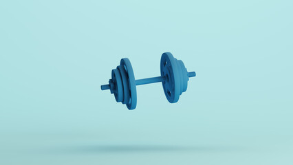 Blue dumbbell weight weightlifting bodybuilding equipment training weight lifting pale background 3d illustration render digital rendering