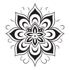 Flat simple flower icon design, black vector illustration on white background