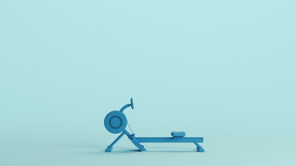 Blue rowing machine exercise workout equipment gym training pale background 3d illustration render digital rendering