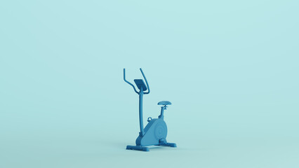 Blue exercise bike workout equipment gym cycle training pale background 3d illustration render digital rendering