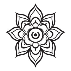 Flat simple flower icon design, black vector illustration on white background