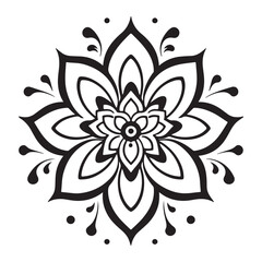 Flat simple flower icon design, black vector illustration on white background