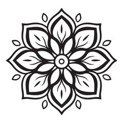 Flat simple flower icon design, black vector illustration on white background