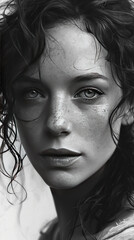 Pencil sketch in the style of beautiful women
