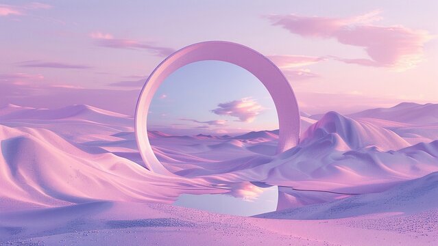 C4D Pink Desert Sunset Concept Background