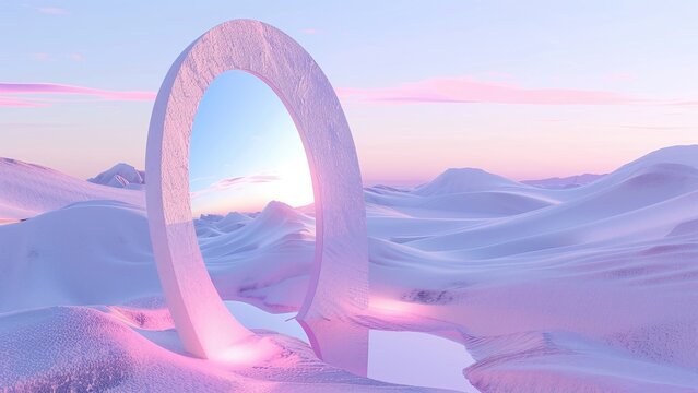 C4D Pink Desert Sunset Concept Background
