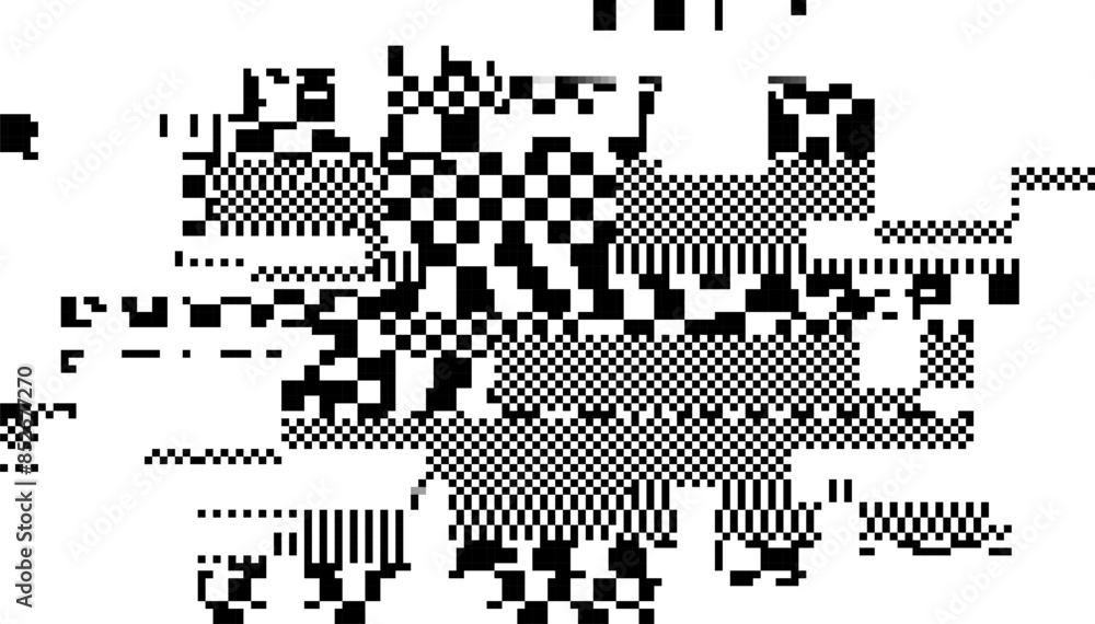 Poster glitch checkered pixels pattern. pixel art chaotic glitchy background. 90s cctv vhs screen vibe. vec