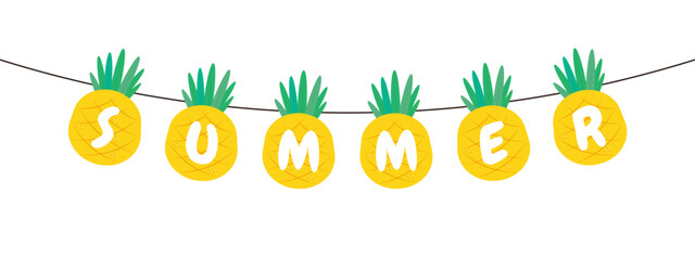 Obraz premium Flag decoration for summer on transparent background. Party flag decoration for summer celebration.