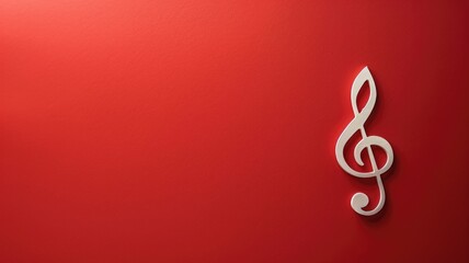 Fototapeta premium Minimalist music note symbol on red background