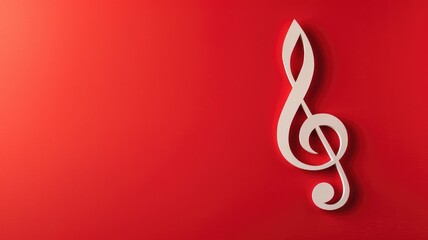 Obraz premium White treble clef symbol on vibrant red background