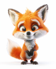 Fototapeta premium 3d illustration of happy smiling cartoon baby fox isolated on white background