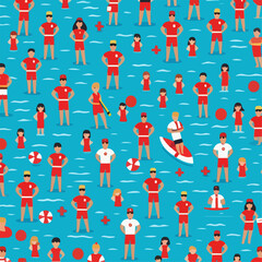 Lifeguard beach pattern vector illustration