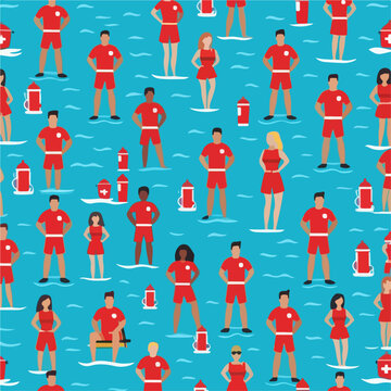 Seamless lifeguard pattern for summer beach