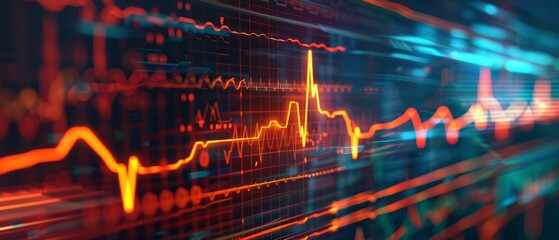 An impressive scene captures an advanced EKG monitor displaying vital signs real time