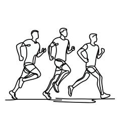 Runners One Line Drawing, Running Concept Abstract Minimal Drawing, runners line art