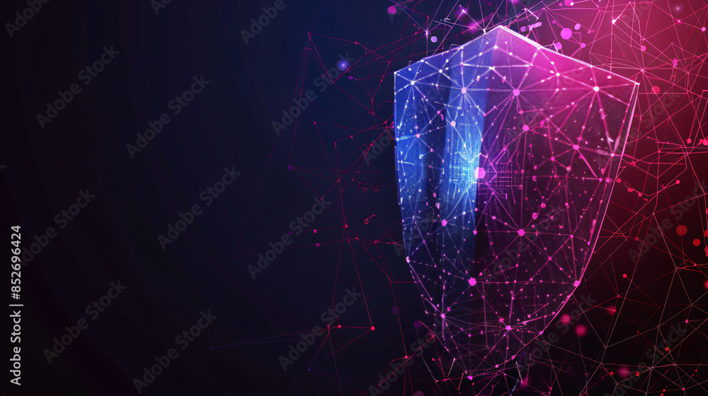 Poster image of a luminous polygonal brain structure with interconnected lines and dots on a dark backdrop