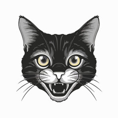  illustration of a cat animal head design with white background . vector image