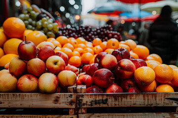 Fruits sur l'&eacute;tal du maraicher au march&eacute; de producteurs