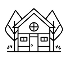 home outline, line art house, line art print, HOUSE clipart, cute house svg, lake house svg, Line Art, house, home, icon, building, estate, symbol, construction, architecture, vector, real, roof, wind