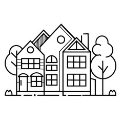 home outline, line art house, line art print, HOUSE clipart, cute house svg, lake house svg, Line Art, house, home, icon, building, estate, symbol, construction, architecture, vector, real, roof, wind