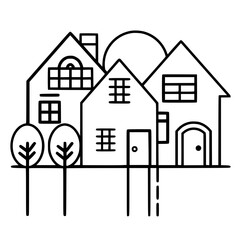 home outline, line art house, line art print, HOUSE clipart, cute house svg, lake house svg, Line Art, house, home, icon, building, estate, symbol, construction, architecture, vector, real, roof, wind