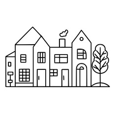 home outline, line art house, line art print, HOUSE clipart, cute house svg, lake house svg, Line Art, house, home, icon, building, estate, symbol, construction, architecture, vector, real, roof, wind