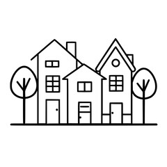 home outline, line art house, line art print, HOUSE clipart, cute house svg, lake house svg, Line Art, house, home, icon, building, estate, symbol, construction, architecture, vector, real, roof, wind